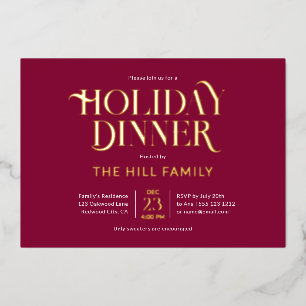 Invitación Con Relieve Metalizado Cena de Navidad elegante roja