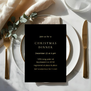 Invitación Con Relieve Metalizado Cena de Navidad Minimalista con Hoja de Oro