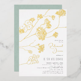 Invitación Con Relieve Metalizado Cena de pequeñas flores blancas