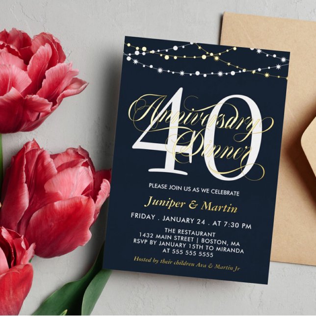 Invitación Con Relieve Metalizado Cena del 40 aniversario de Boda (Subido por el creador)