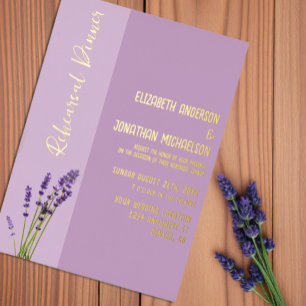 Invitación Con Relieve Metalizado Cena del ensayo de amor de Lavender