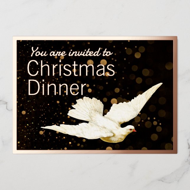 Invitación Con Relieve Metalizado Cena elegante simple y moderna de Navidades de la  (Anverso)