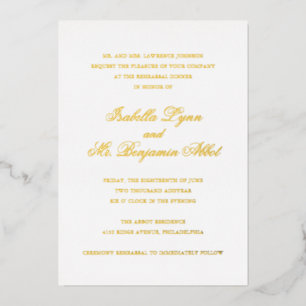 Invitación Con Relieve Metalizado Cena elegante tradicional de bodas