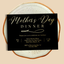 Cena elegante y lujosa de día de la madre en negro