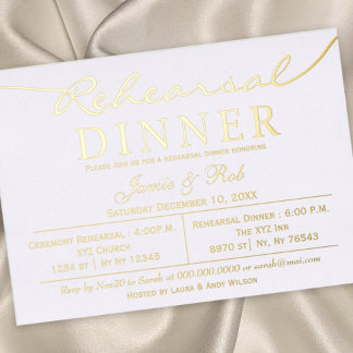 Invitación Con Relieve Metalizado Cena elegante y lujosa de oro blanco