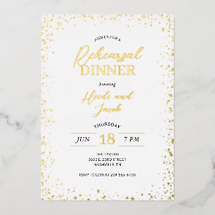 Invitación Con Relieve Metalizado Cena moderna de ensayo Glitz