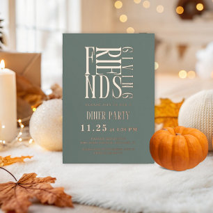 Invitación Con Relieve Metalizado Cena moderna de Friendsgiving