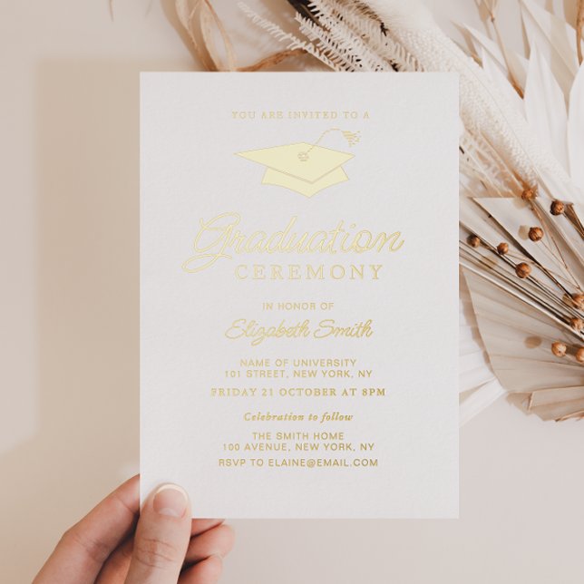 Invitación Con Relieve Metalizado ceremonia de graduación moderna y sencilla (Subido por el creador)