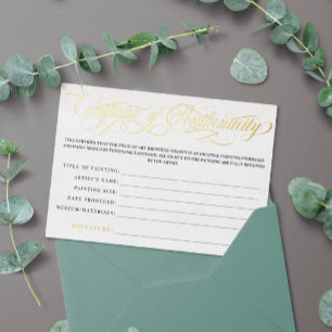 Invitación Con Relieve Metalizado Certificado de autenticidad de elegantes remolinos