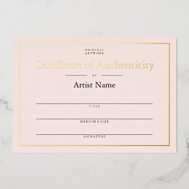 Invitación Con Relieve Metalizado Certificado de autenticidad de Relieve metalizado  (Anverso)