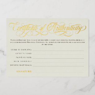Invitación Con Relieve Metalizado Certificado de autenticidad de remolinos de oro de