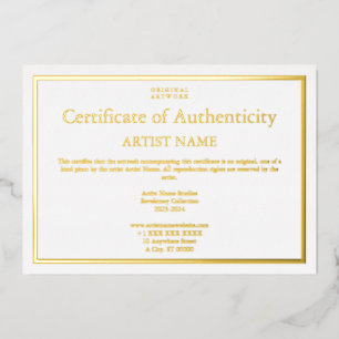 Invitación Con Relieve Metalizado Certificado de autenticidad de todo el arte de Rel