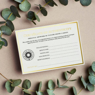 Invitación Con Relieve Metalizado Certificado de Autenticidad de tu Logo Limpio