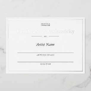 Invitación Con Relieve Metalizado Certificado de autenticidad personalizado con lámi
