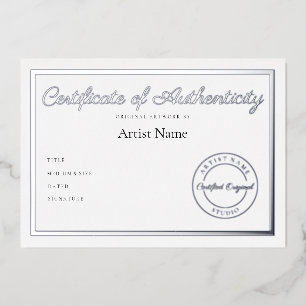 Invitación Con Relieve Metalizado Certificado metálico de lujo para arte de autentic