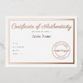 Invitación Con Relieve Metalizado Certificado metálico de lujo para arte de autentic