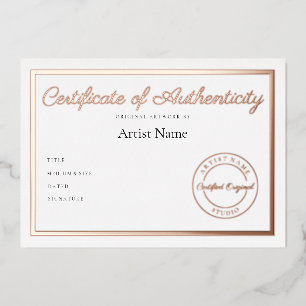 Invitación Con Relieve Metalizado Certificado metálico de lujo para arte de autentic