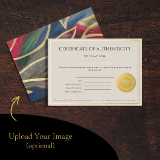 Invitación Con Relieve Metalizado Certificate of Authenticity for Artists
