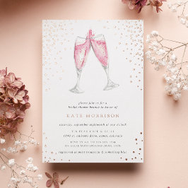 Invitación Con Relieve Metalizado Champagne rosa | Bridal Shower Brunch