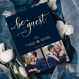 Invitación Con Relieve Metalizado Charming Romantic Whimsy Script Navy Blue