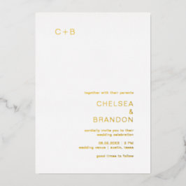 Invitación Con Relieve Metalizado Chelsea Boda moderno