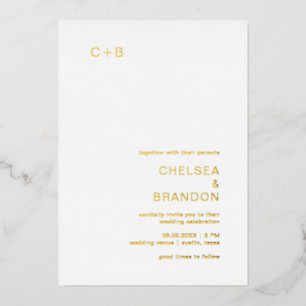 Invitación Con Relieve Metalizado Chelsea Boda moderno