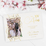 Invitación Con Relieve Metalizado Cherry Blossom VX, una moda de lujo en español<br><div class="desc">Foto Española Lujo Dorado Trendy Botánica Cherry Blossom Frame Quinceañera Metallic Relieve metalizado Tarjeta de Invitación con Sobre. Si quieres coordinar la parte posterior, te sugiero que uses los siguientes códigos de color: Rosa Gold C3999B - Gold #CBB068 - Silver #B3B3B3 AVISO IMPORTANTE: Este diseño es parte de una colección...</div>