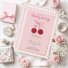 Invitación Con Relieve Metalizado Cherry en Baby Shower superior