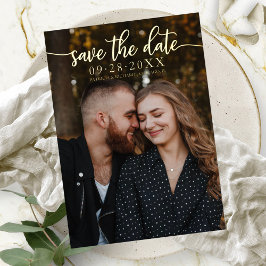 Invitación Con Relieve Metalizado Chic Caligrafía Boda Guardar la Fecha