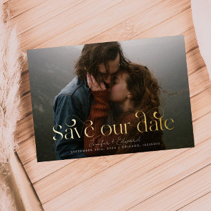 Invitación Con Relieve Metalizado Chic Foto Guarda Nuestro Día