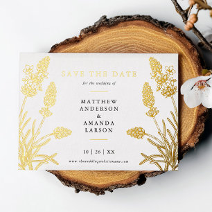 Invitación Con Relieve Metalizado Chic Lavanda Floral Save The Date Sin Foto REAL