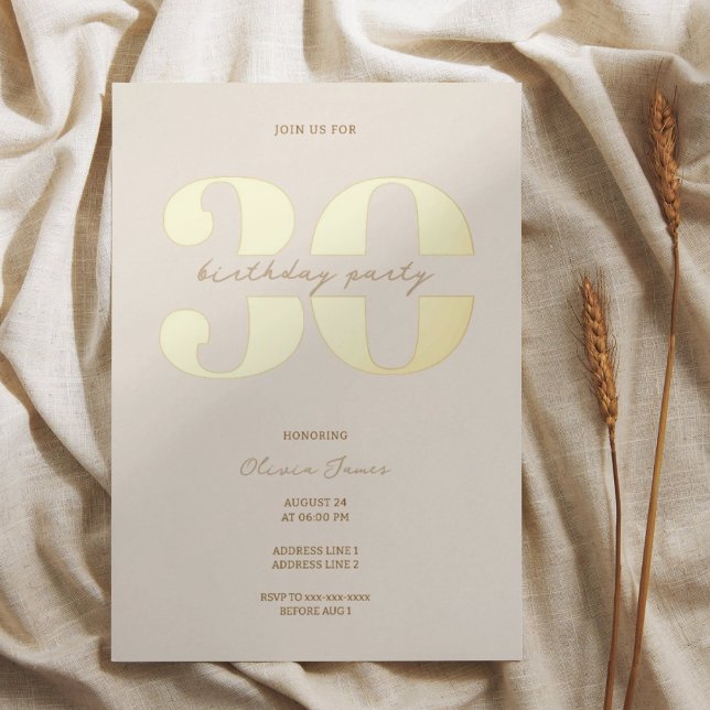 Invitación Con Relieve Metalizado Chic minimalist 30th birthday  (Subido por el creador)