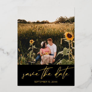 Invitación Con Relieve Metalizado Chic Moderno Foto Vertical Save the Date