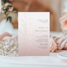 Invitación Con Relieve Metalizado Chic  Rosa Dorado Caligrafía Despedida de Soltera 