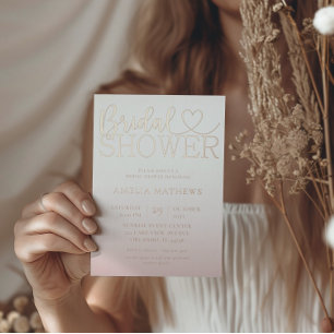 Invitación Con Relieve Metalizado Chic Rosa oro Caligrafía Despedida de soltera
