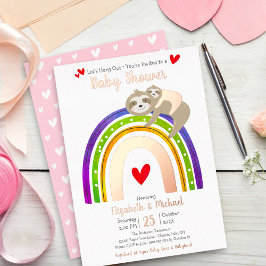Invitación Con Relieve Metalizado Chica arcoiris rosado Baby Shower Real Rosa Gold