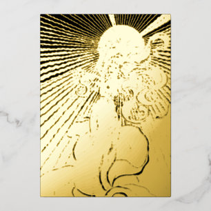 Invitación Con Relieve Metalizado Chica Art Nouveau Con Estrella Brillante Quinceañe