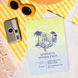 Invitación Con Relieve Metalizado Chica de sirvienta costera Fiesta Rosa de oro