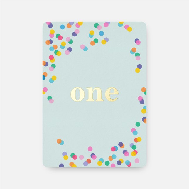 Invitación Con Relieve Metalizado Chica Verde Mint Primer cumpleaños Confetti Gold (Subido por el creador)