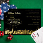 Invitación Con Relieve Metalizado Chica Weekend Las Vegas Birthday Party<br><div class="desc">¡El verdadero Relieve metalizado está aquí! Personalizar el texto para tu evento de fin de semana las vegas. Elija entre Relieve metalizado dorado,  plateado o rosa y edite los colores de fondo en la parte delantera y trasera. Ilustracion original en skyline de Becky Nimoy</div>