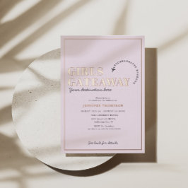 Invitación Con Relieve Metalizado Chicas Desconexión Rubor Semana de Soltera Rosa Do