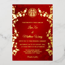 Chino Bilingüe | Boda Floral Rojo Dorado