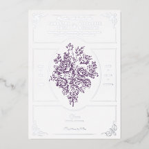 Chinoiserie Rosas morados Bouquet Boda victoriano