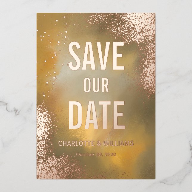 Invitación Con Relieve Metalizado Chispa Amarilla Hombre Superposición de Foto Guard (Anverso)