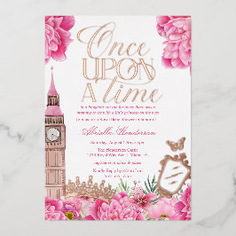 Invitación Con Relieve Metalizado Chocolate de Princesa Era una Vez