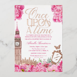 Invitación Con Relieve Metalizado Chocolate de Princesa Era una Vez
