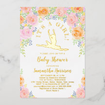 Chorro de acuarela Bailarina Baby Shower Rosa Dora