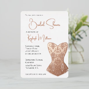Invitación Con Relieve Metalizado Chorro de Novia con Corsé Glam