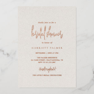 Invitación Con Relieve Metalizado Chorro Nupcial Elegante Beige Atemporal
