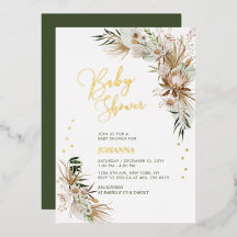 Chorro Verde y Dorado Baby Shower Botánico Boho